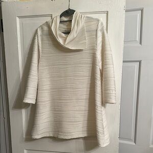 Cream Cowl Neck Sweater with Long Sleeves and Relaxed Fit